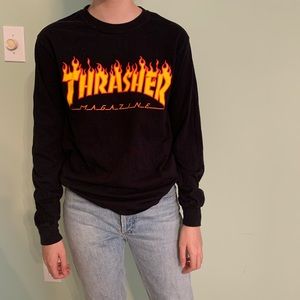 Thrasher long sleeve black T shirt